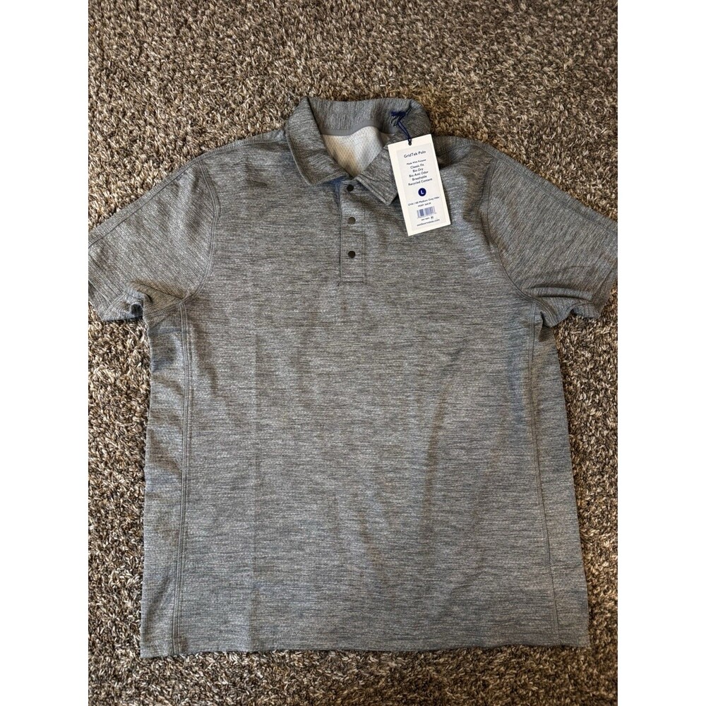 Outdoor Voices GridTek Polo Mens Large Gray Performance Golf Shirt NWT